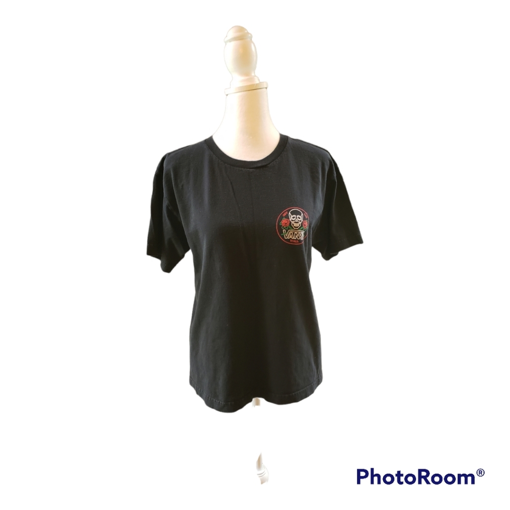 VANS Boys rose and skull t-shirt, sized for women's small